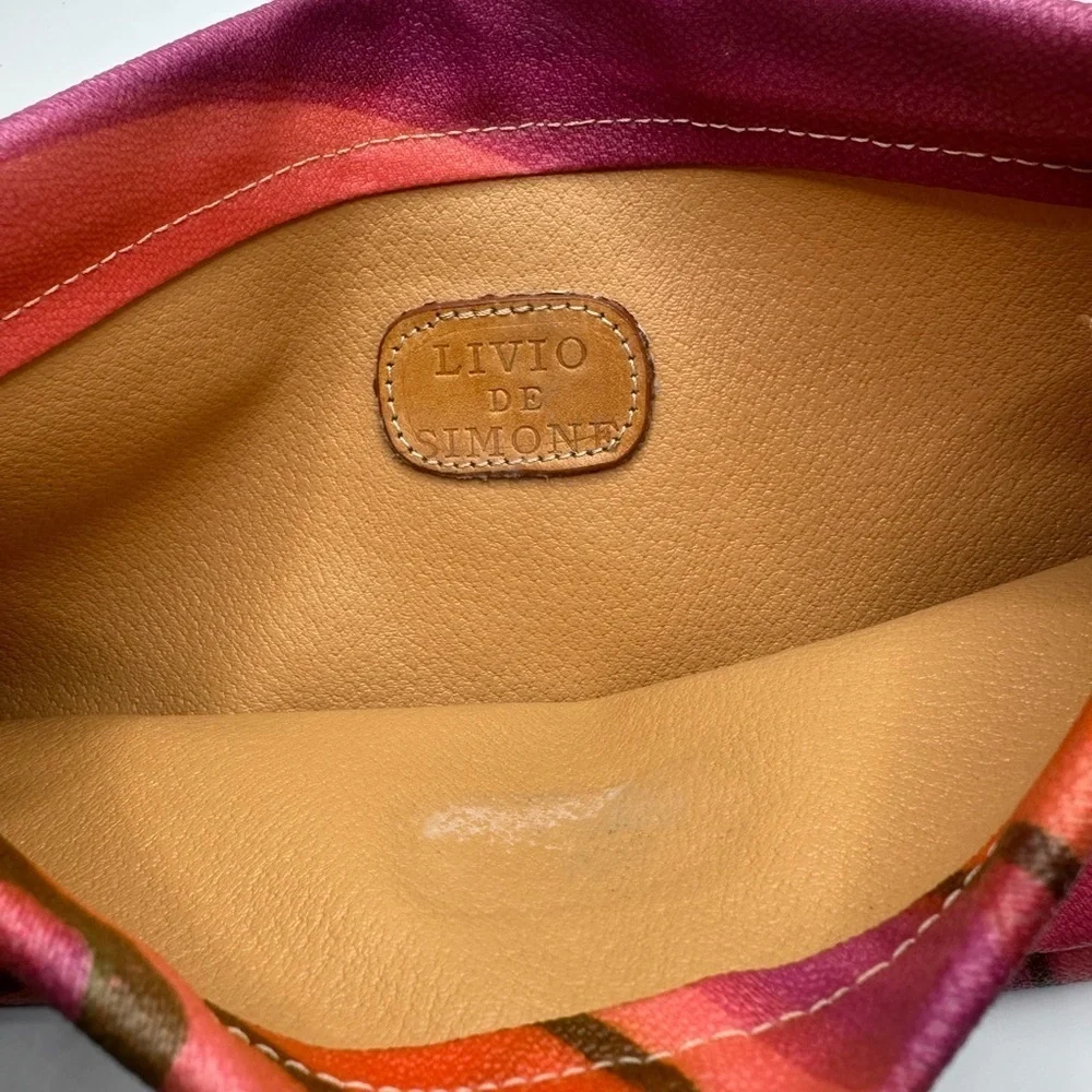 Livio De Simone pink retro Pucci - like print pink & orange leather bag clutch